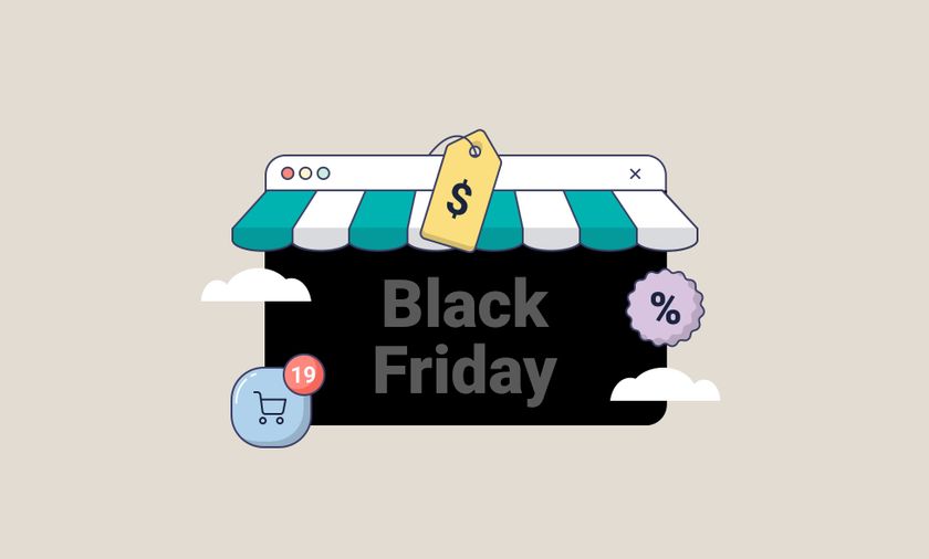 Illustration depicting an online shop open for Black Friday