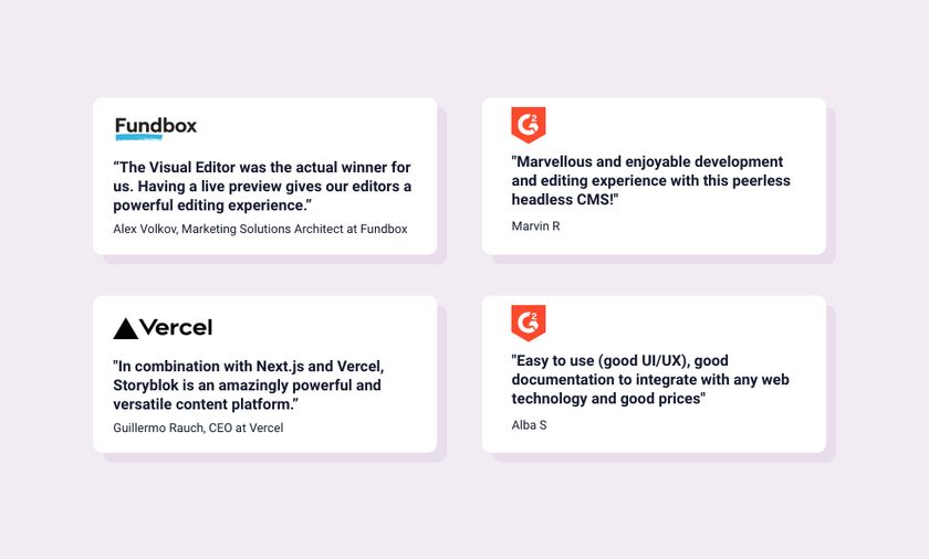 Some quotes about what our customer's have said about Storyblok