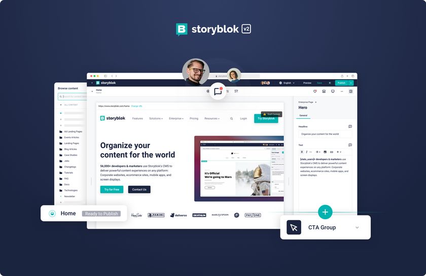 A screenshot showing the new Storyblok V2 Visual editor.