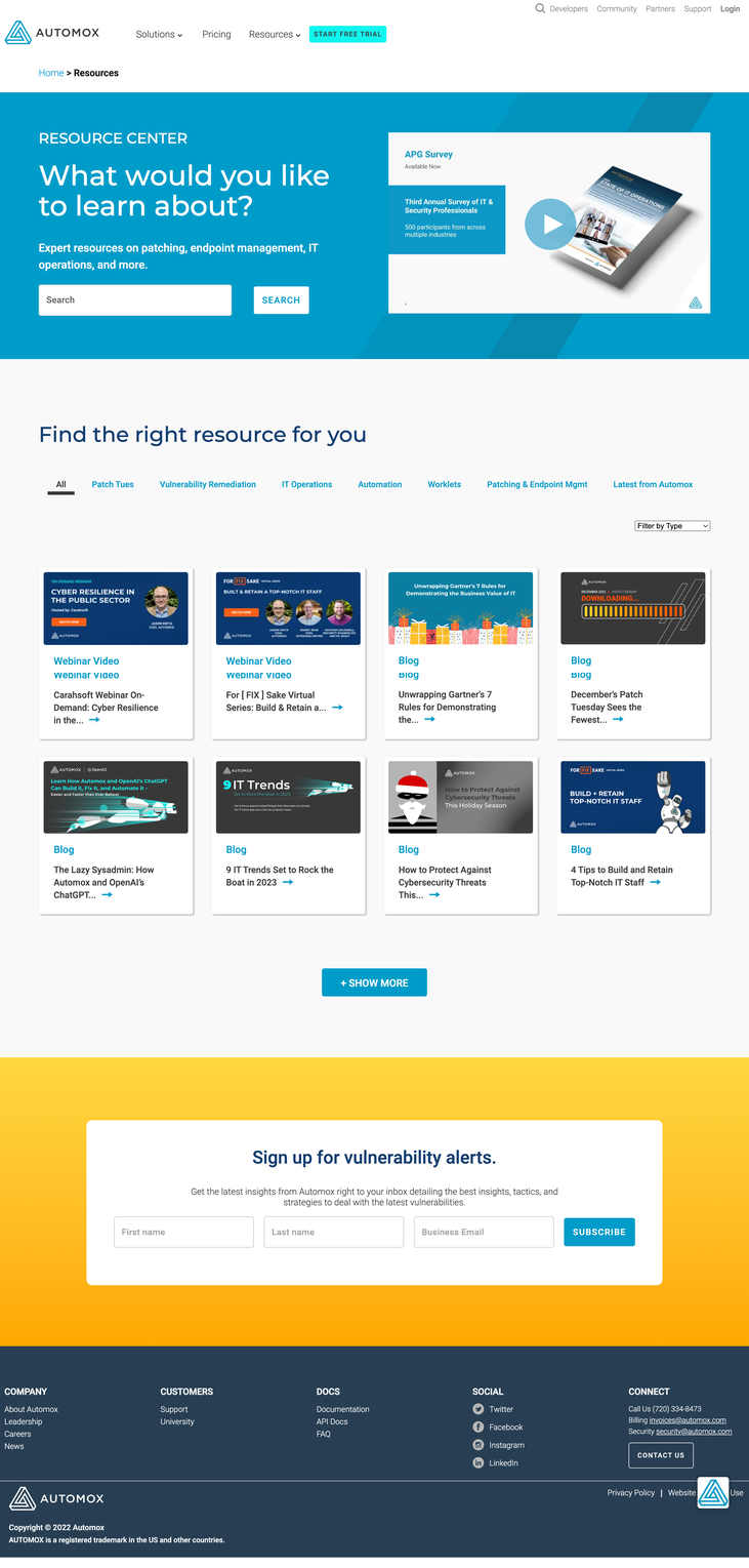 Automox: A centralized content solution Screenshot
