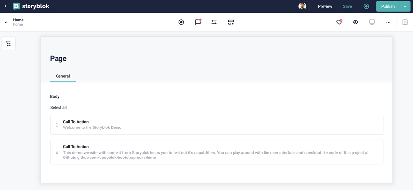 Storyblok editing capabilities