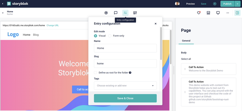 Storyblok editing capabilities
