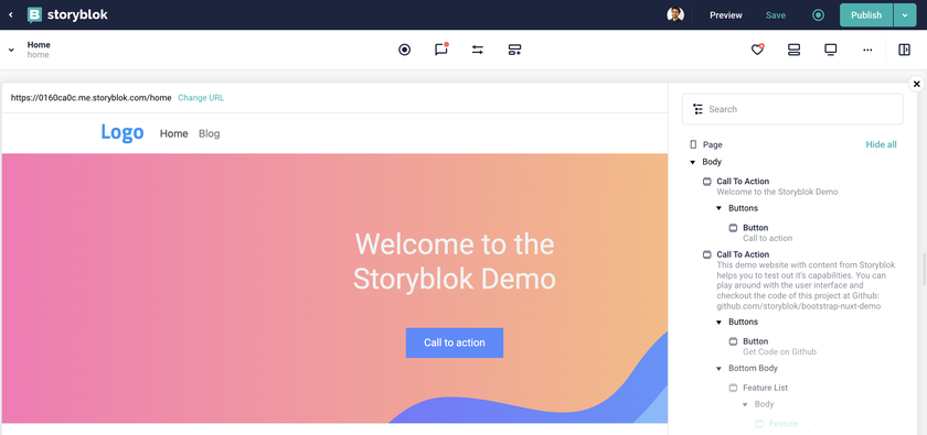 A screenshot showing An alternative Visual Editor experience - with the content browsing panel closed and the