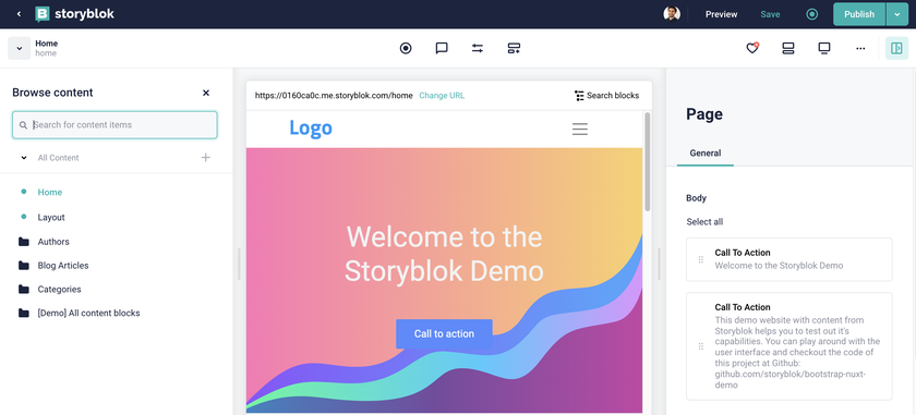 Storyblok editing capabilities