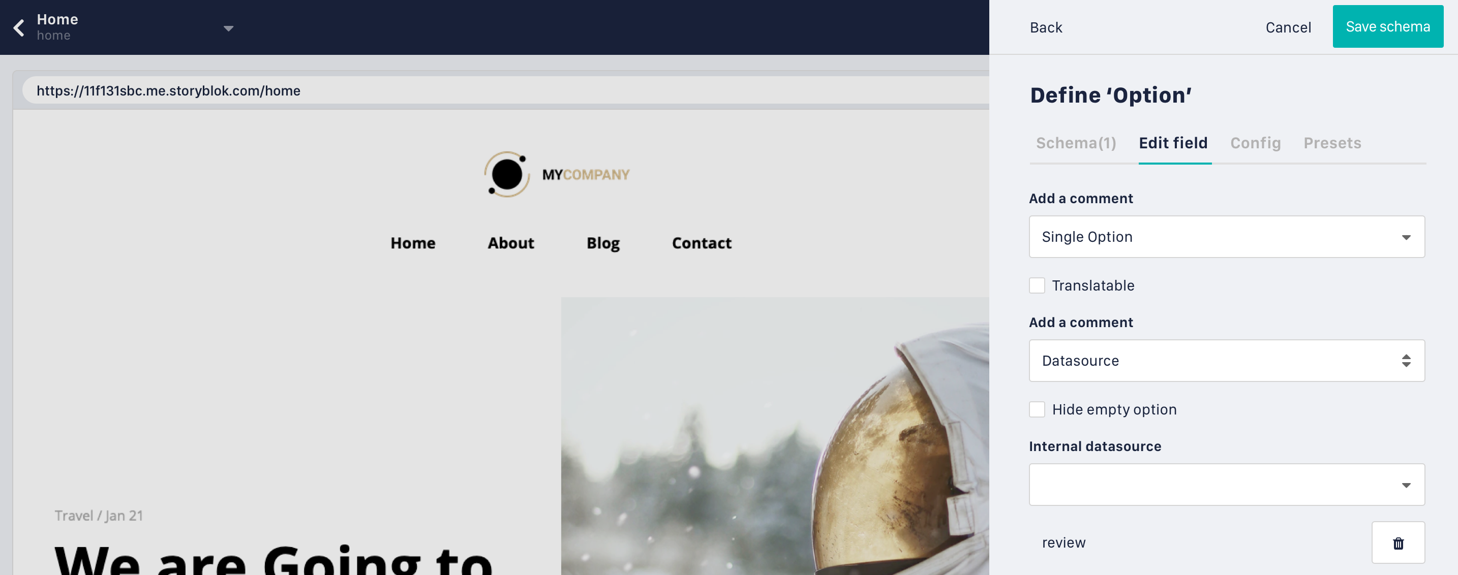 Storyblok editing capabilities