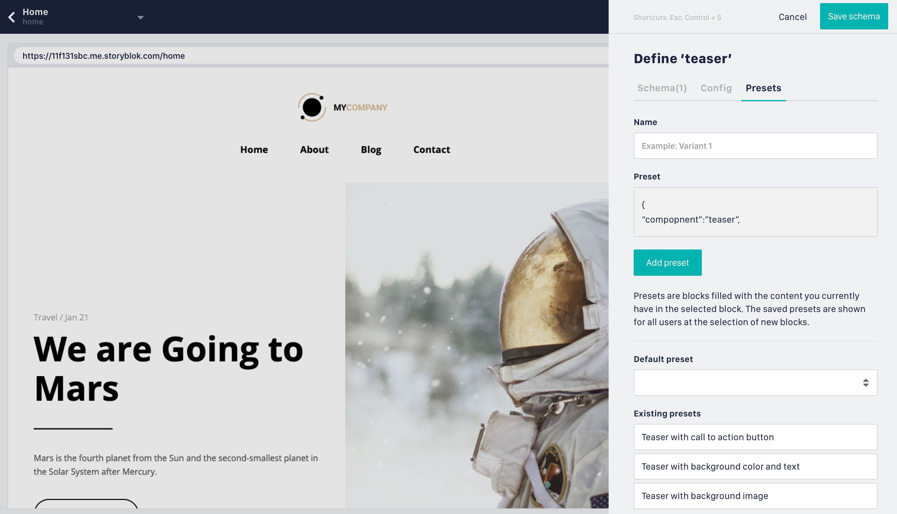 Storyblok editing capabilities
