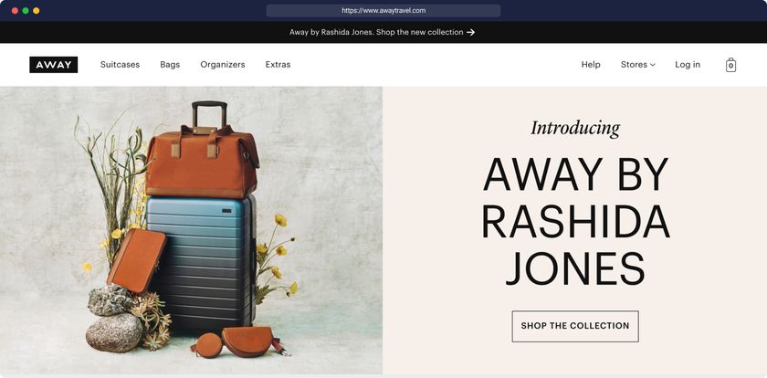 Away's landing page