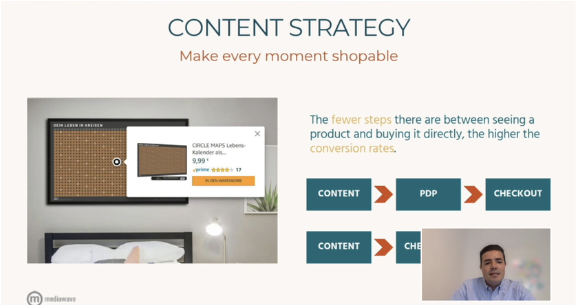 A screenshot of Alexander Damm from Mediawave presenting Content Strategies at the OMR Digital Masterclass.