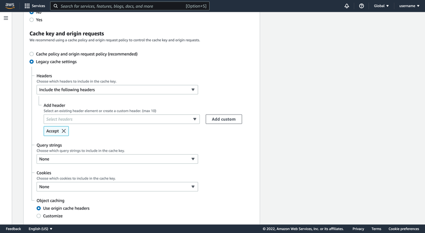 aws cache legacy settings