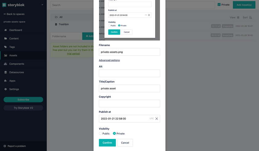 image added as a private asset