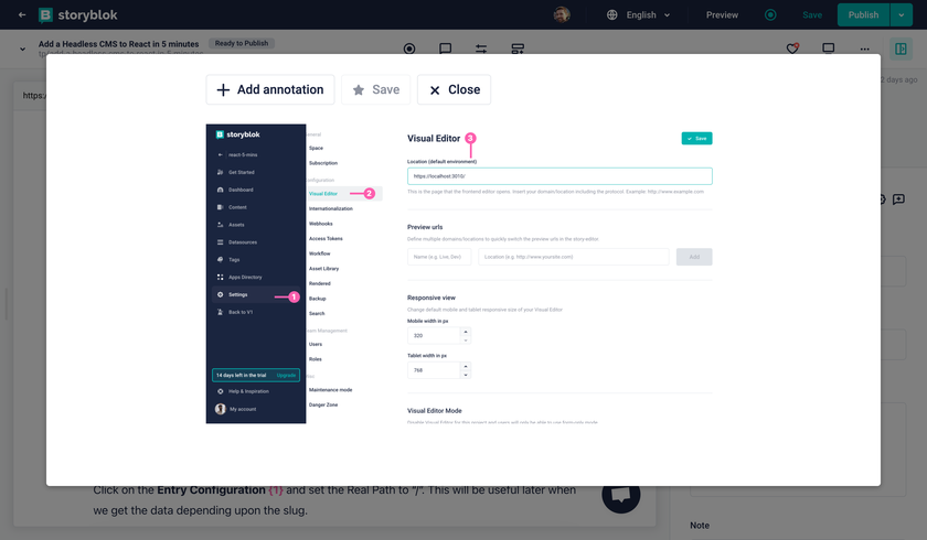 The interface of the custom field type for annotated images