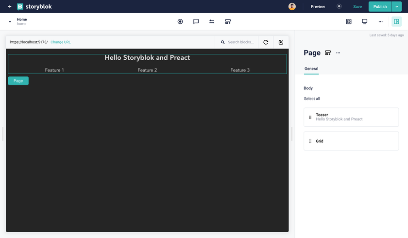 Live editing in storyblok