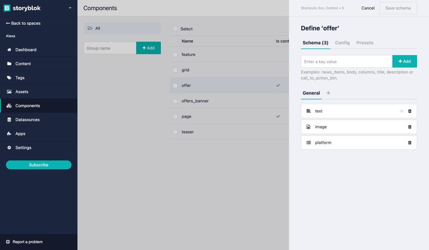 Component creation in Storyblok