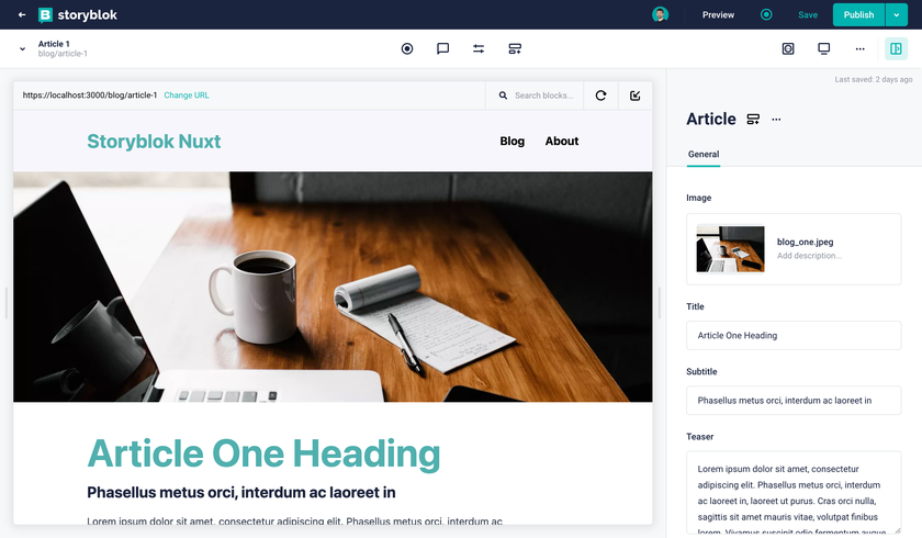 Storyblok editing capabilities