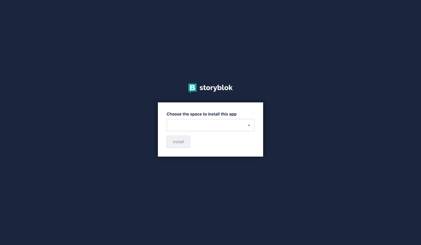 Custom Storyblok App Installation Interface