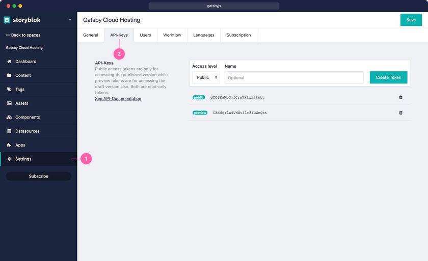 Generate a public API key