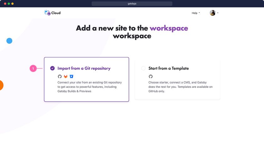 Choose Import from a Git repository