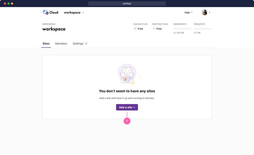 Add a site in Gatsby Cloud