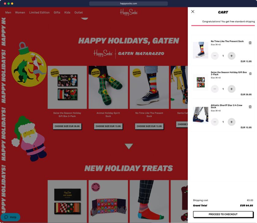 Happy Sock's check out page
