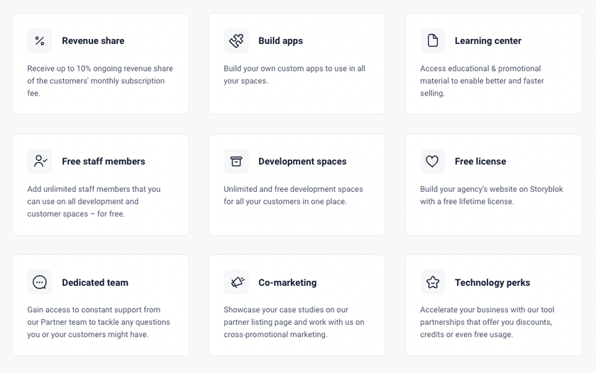 Storyblok's Partner Program Benefits