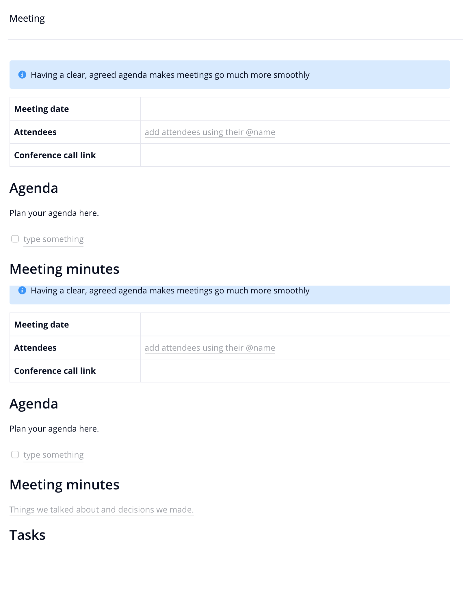 Spaces project templates
