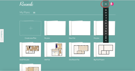 Floorplanner Roomle Language switch