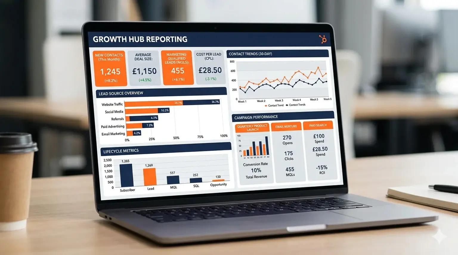 HubSpot marketing dashboard interface