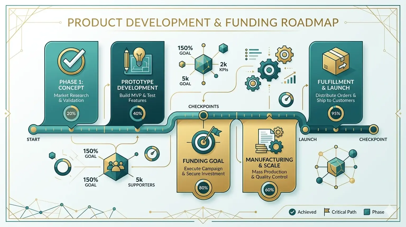 Brand launch goals and milestones roadmap
