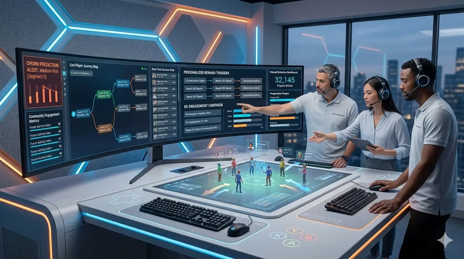 Gaming CRM player retention command center