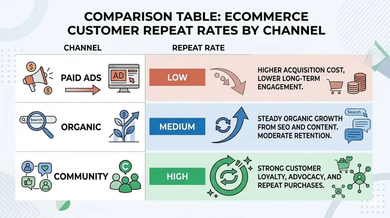 Repeat Rate by Channel in Ecommerce