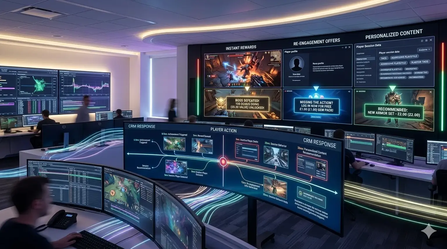 Real-time gaming CRM player connection