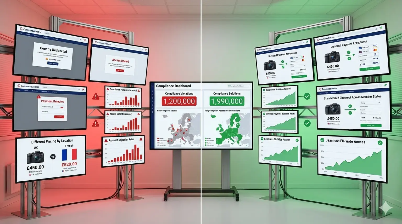 EU geo-blocking examples compliant vs non-compliant