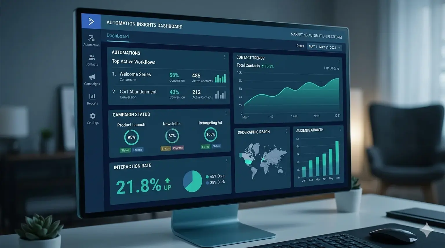 ActiveCampaign automation dashboard view