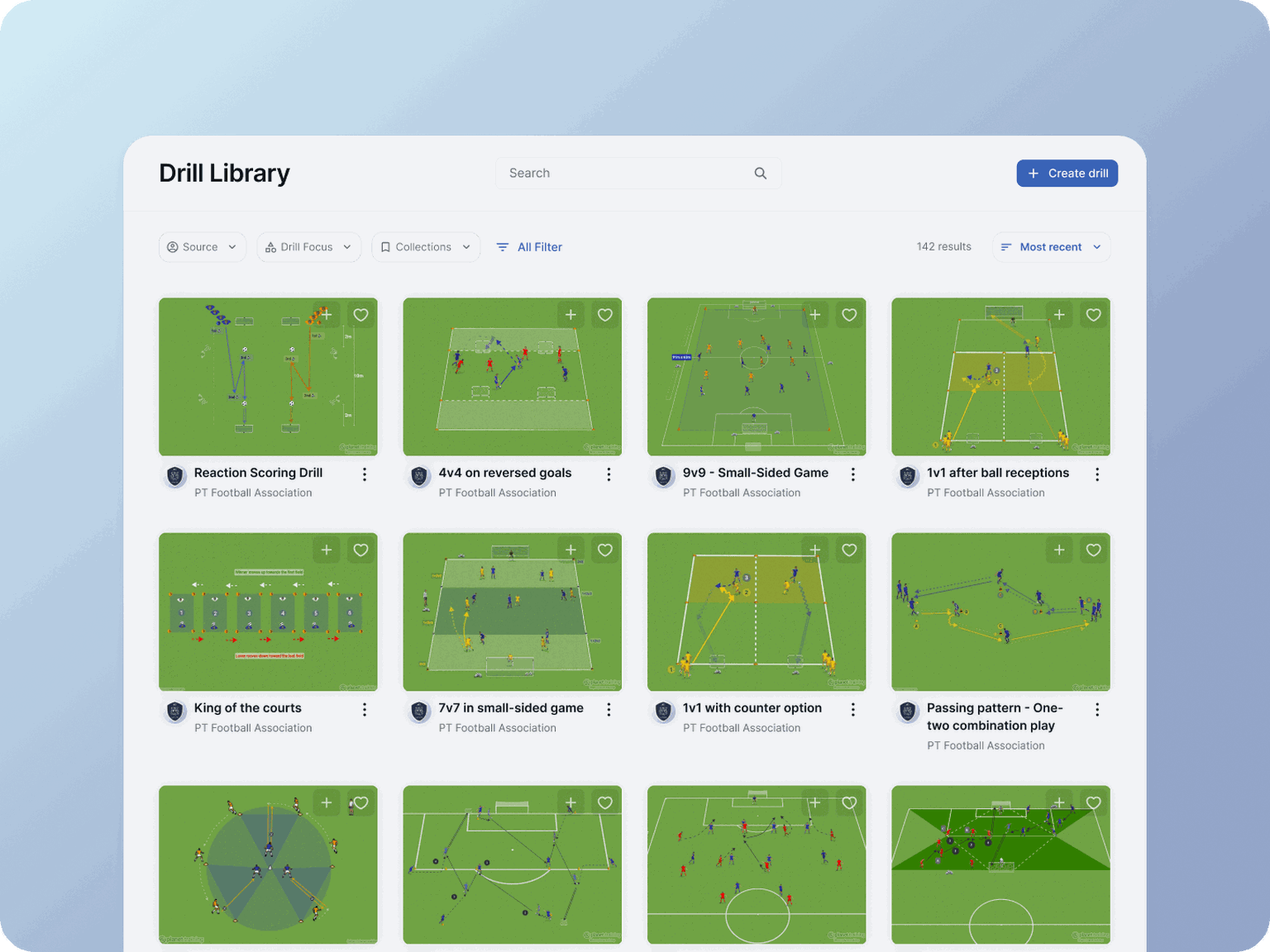 A content stream platform that sports associations can use to distribute exercises, drill and training content to clubs