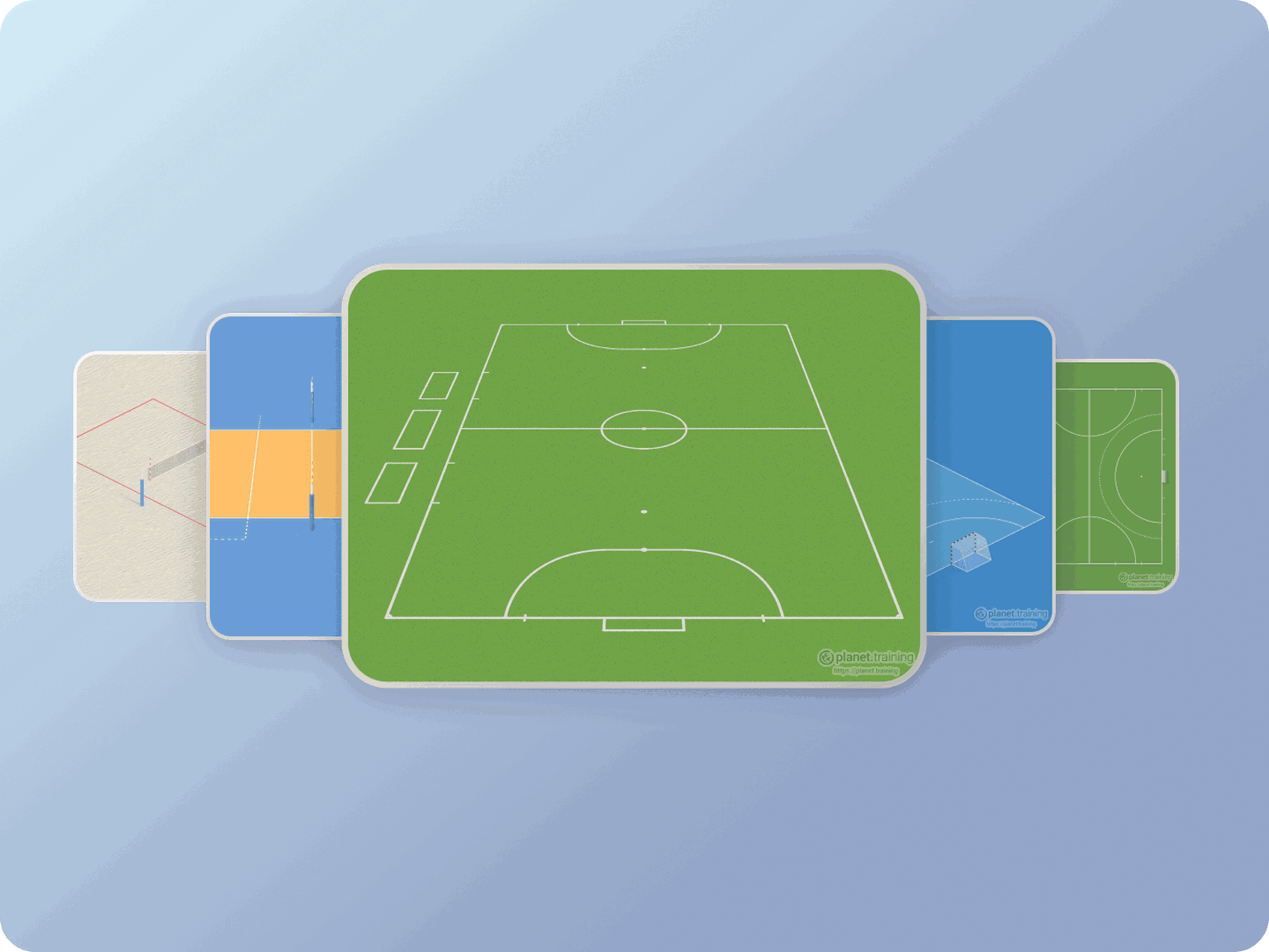 Sport specific templates that allow users to create soccer, futsal, football, field hockey, volleyball and handball drills