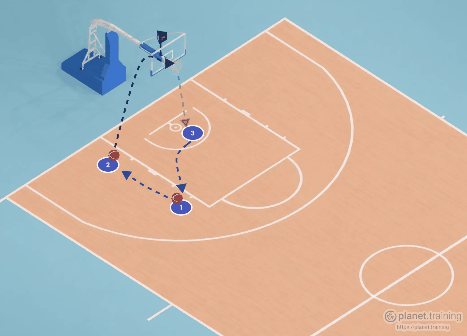 Drawing of Basketball Drill for Youth Player's shooting skills