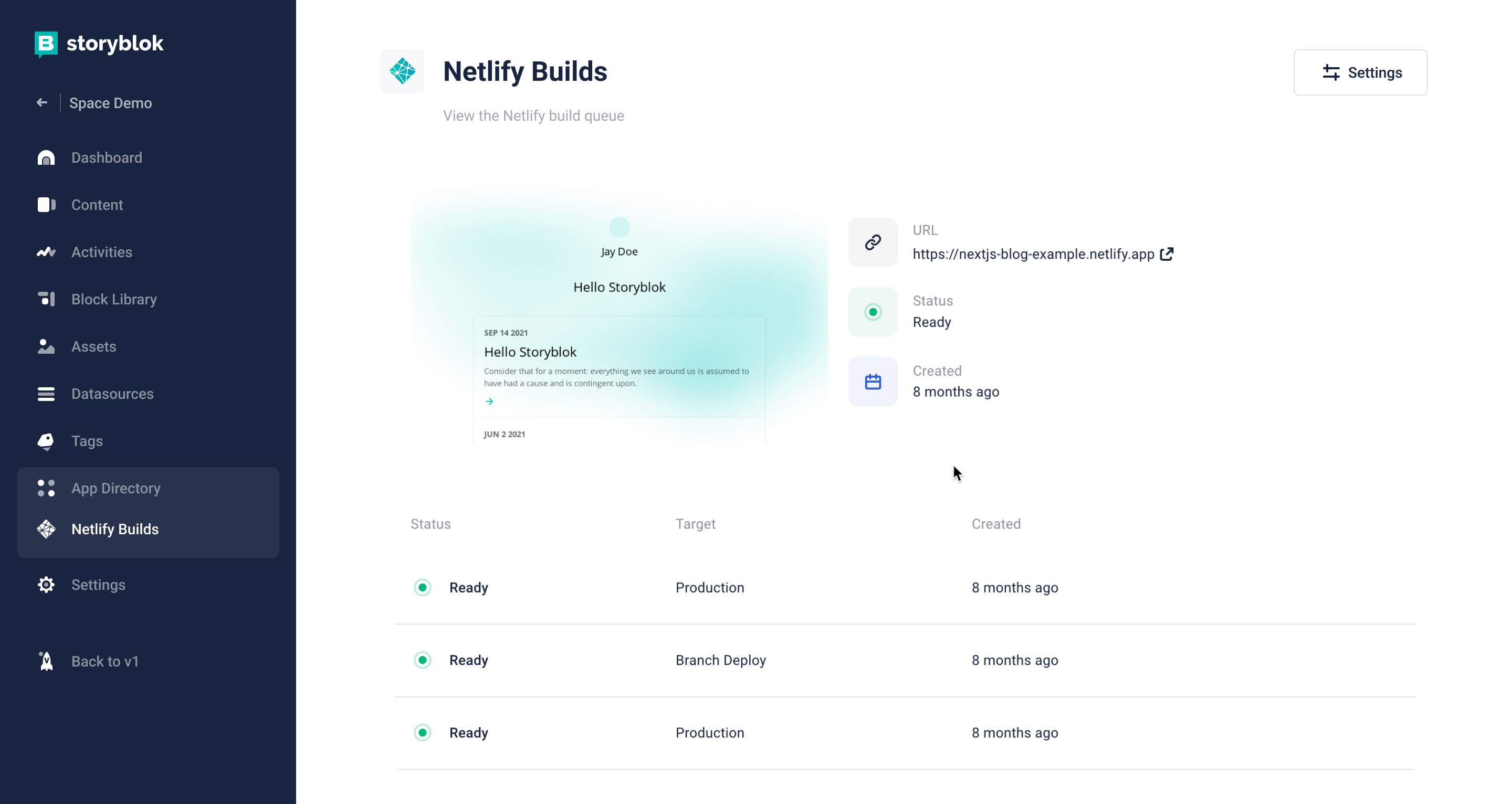 Netlify Builds Storyblok