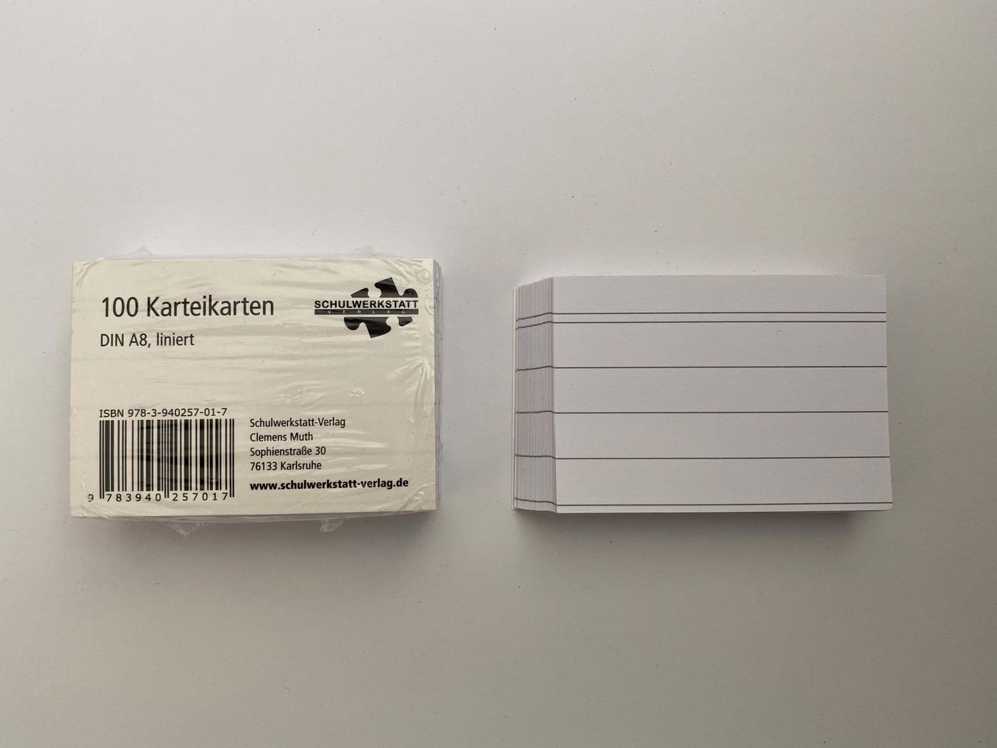 100 Karteikarten DIN A 8, liniert