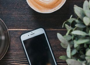 Mobile on a coffee table