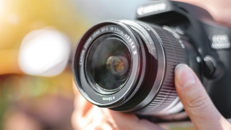 Zoomed in photo of camera lens