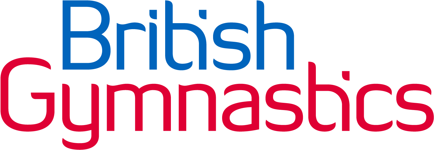 British Gymnastics logo with "British" in blue and "Gymnastics" in red in a modern rounded font.