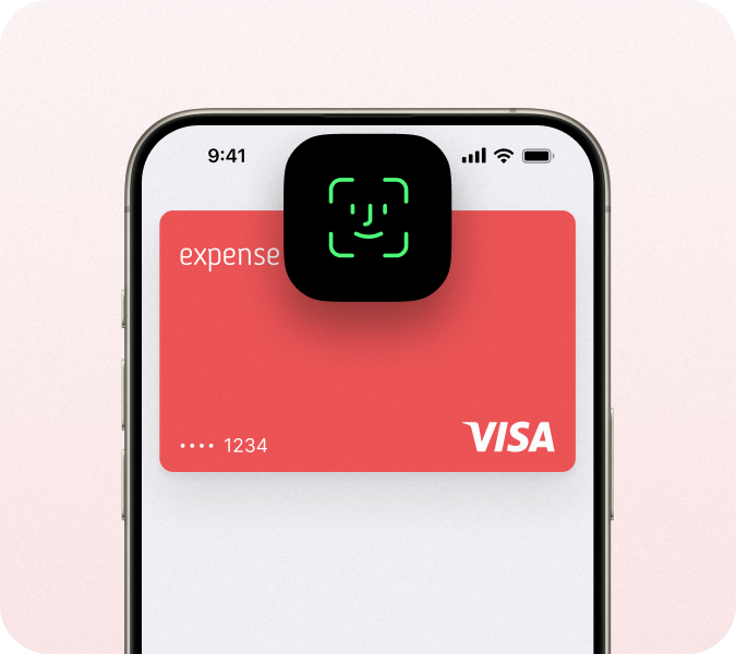 Apple wallet mobile UI expensein card payment using face ID