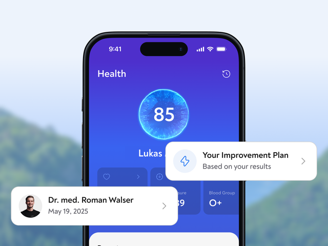 Check-up results in the CARE app