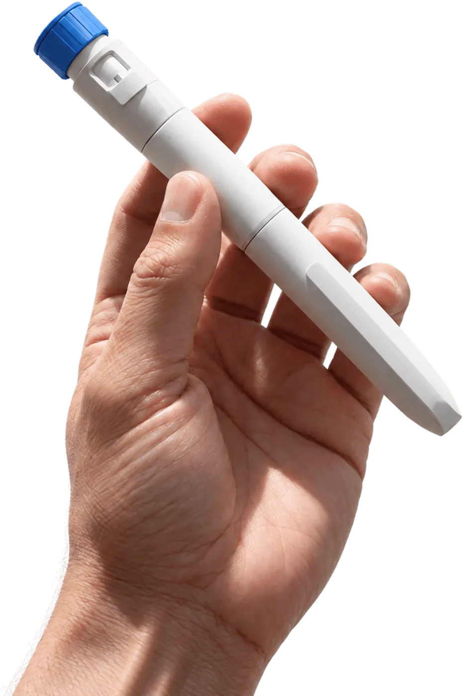 Hand hält einen Abnehm-Pen