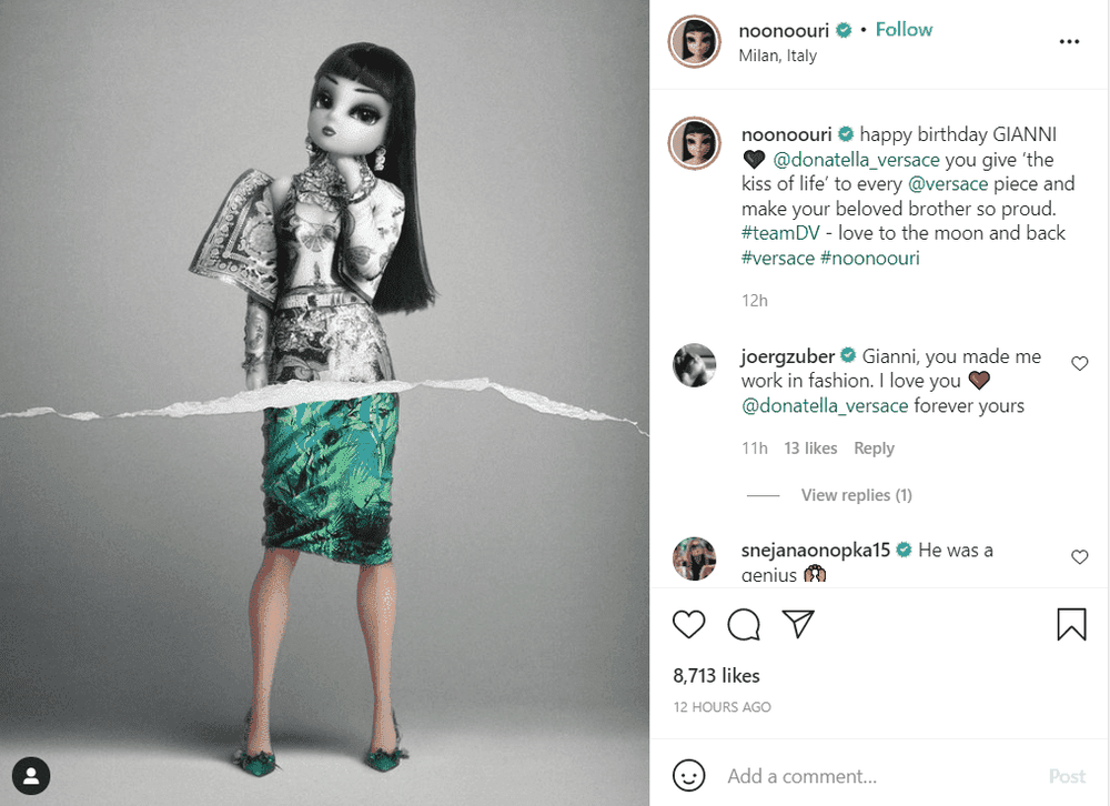 Virtual fashionista influencer noonoouri collaborated with major luxury brands