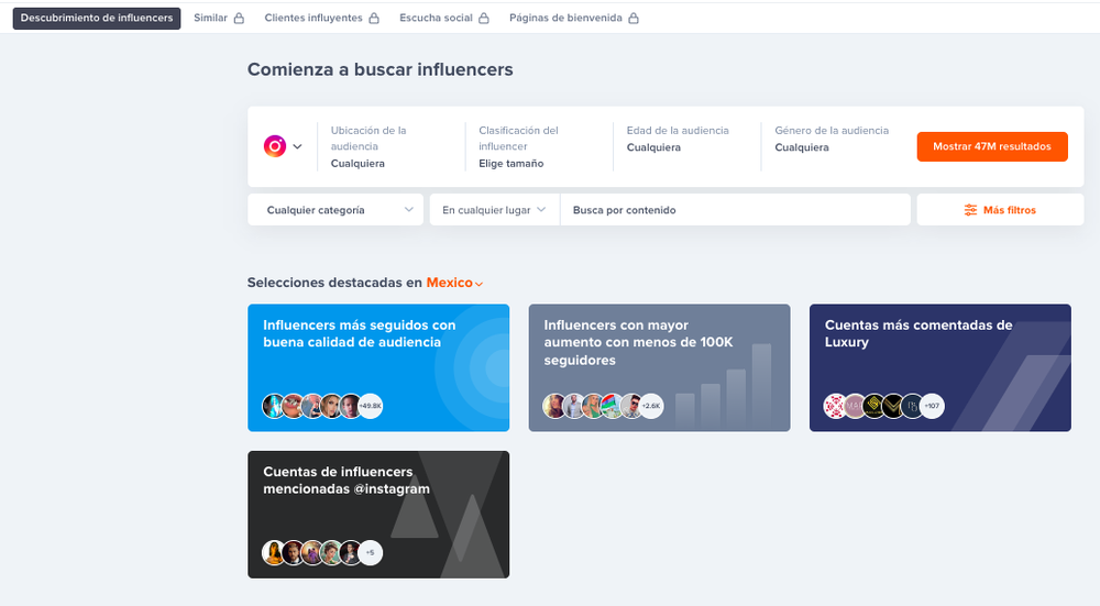 descubrimiento de influencers