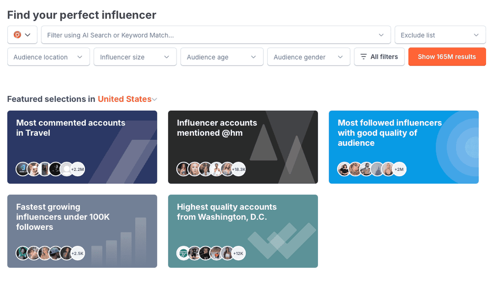 HypeAuditor's Influencer Discovery tool