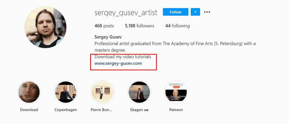 Professional artist Sergey Gusev - Instagram profile
