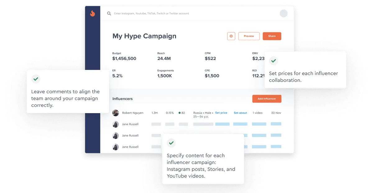 Keep All Information about Influencers in One Spot