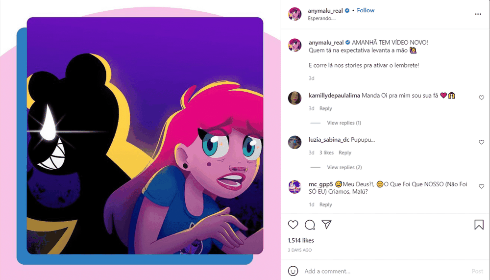 anymalu is a Brazilian virtual influencer and YouTuber